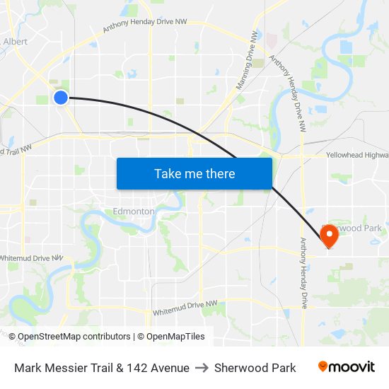 Mark Messier Trail & 142 Avenue to Sherwood Park map