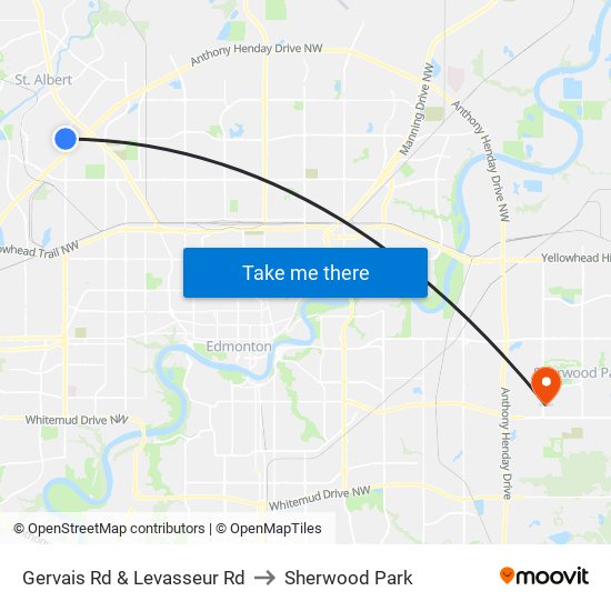 Gervais Rd & Levasseur Rd to Sherwood Park map