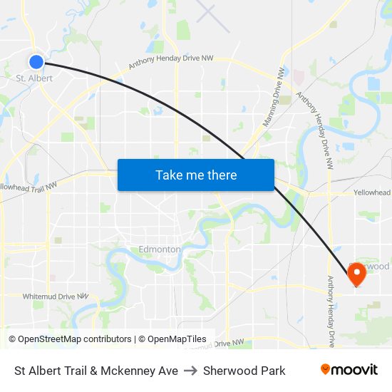 St Albert Trail & Mckenney Ave to Sherwood Park map