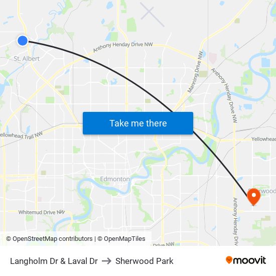 Langholm Dr & Laval Dr to Sherwood Park map