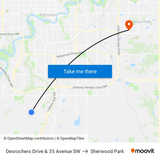 Desrochers Drive & 35 Avenue SW to Sherwood Park map