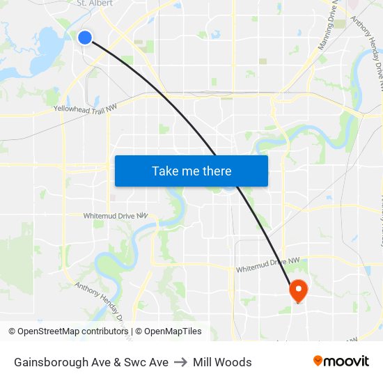 Gainsborough Ave & Swc Ave to Mill Woods map