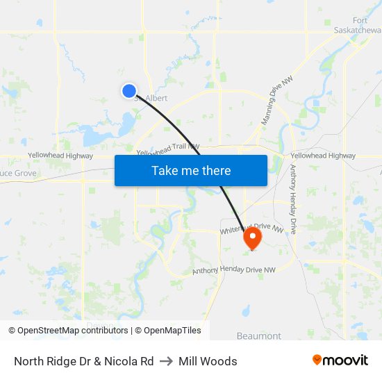 North Ridge Dr & Nicola Rd to Mill Woods map