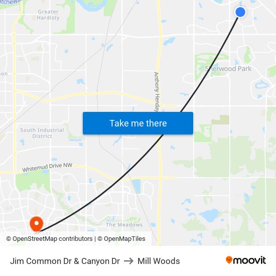 Jim Common Dr & Canyon Dr to Mill Woods map