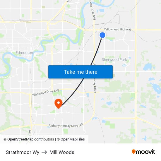 Strathmoor Wy to Mill Woods map