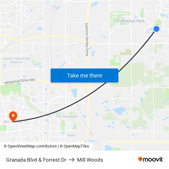 Granada Blvd & Forrest Dr to Mill Woods map