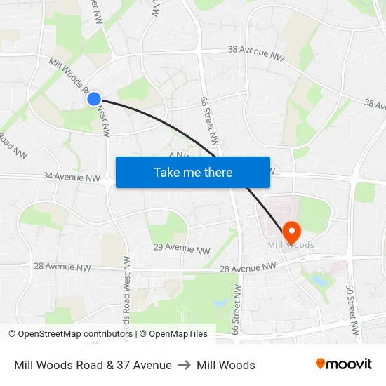 Mill Woods Road & 37 Avenue to Mill Woods map