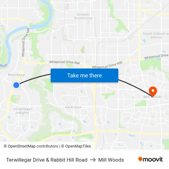 Terwillegar Drive & Rabbit Hill Road to Mill Woods map