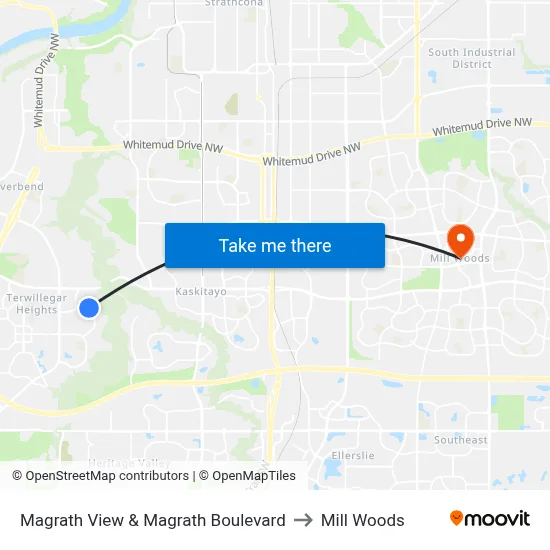 Magrath View & Magrath Boulevard to Mill Woods map