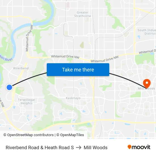 Riverbend Road & Heath Road S to Mill Woods map