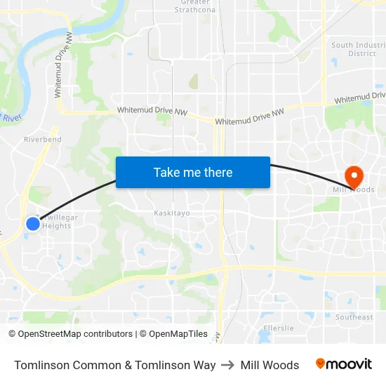 Tomlinson Common & Tomlinson Way to Mill Woods map