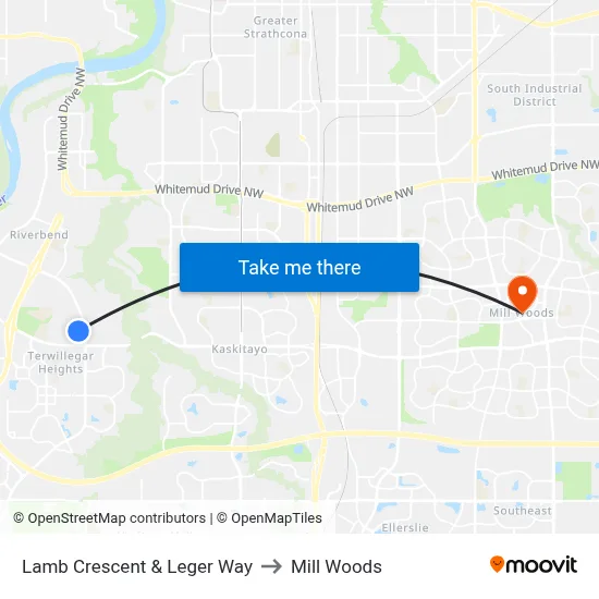 Lamb Crescent & Leger Way to Mill Woods map