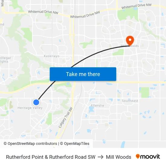 Rutherford Point & Rutherford Road SW to Mill Woods map