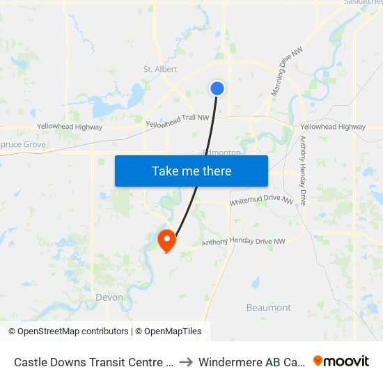 Castle Downs Transit Centre Bay C to Windermere AB Canada map