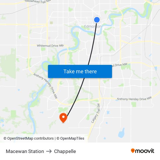 Macewan Station to Chappelle map