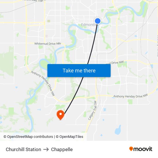 Churchill Station to Chappelle map