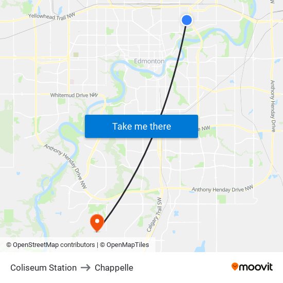 Coliseum Station to Chappelle map