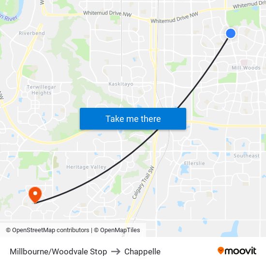 Millbourne/Woodvale Stop to Chappelle map