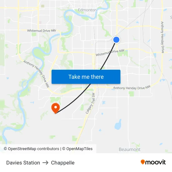 Davies Station to Chappelle map