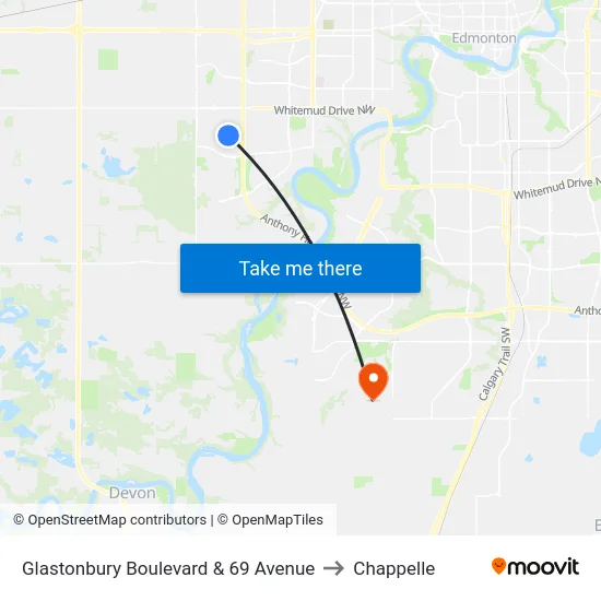Glastonbury Boulevard & 69 Avenue to Chappelle map
