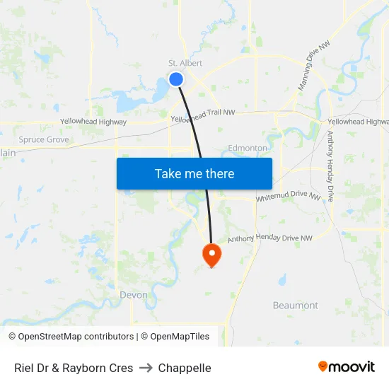 Riel Dr & Rayborn Cres to Chappelle map
