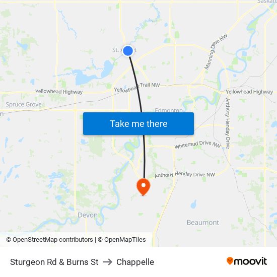 Sturgeon Rd & Burns St to Chappelle map