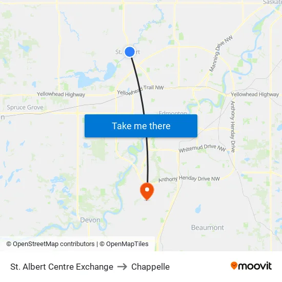 St. Albert Centre Exchange to Chappelle map
