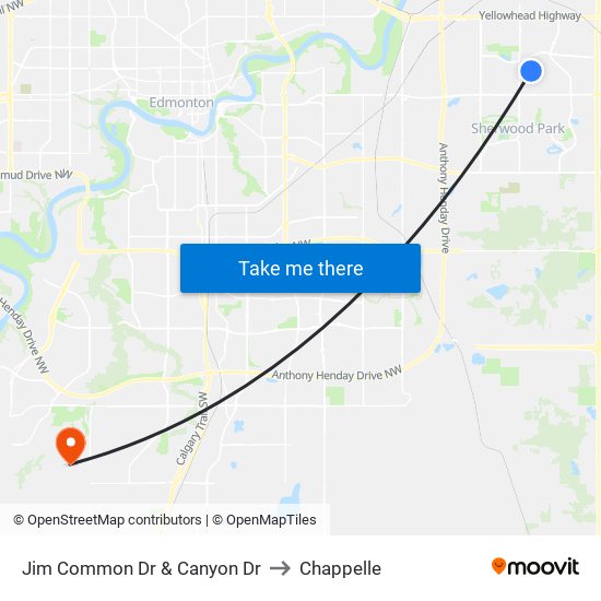 Jim Common Dr & Canyon Dr to Chappelle map