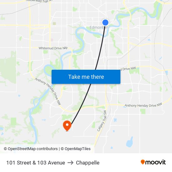 101 Street & 103 Avenue to Chappelle map