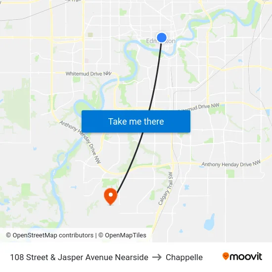 108 Street & Jasper Avenue Nearside to Chappelle map