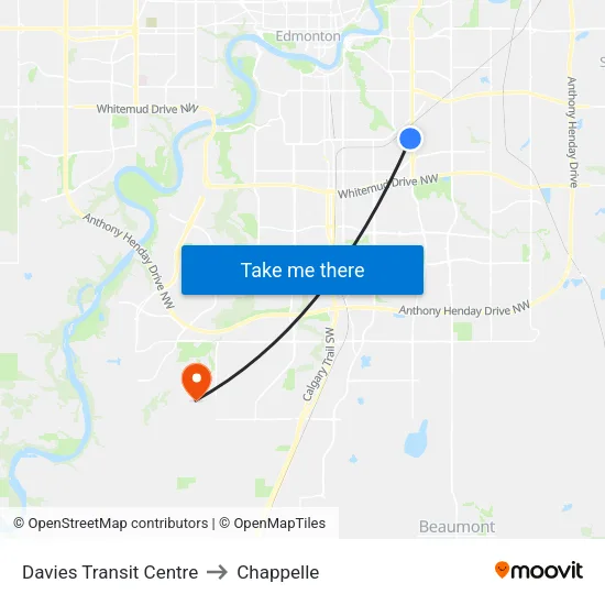 Davies Transit Centre to Chappelle map