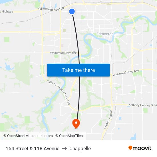 154 Street & 118 Avenue to Chappelle map