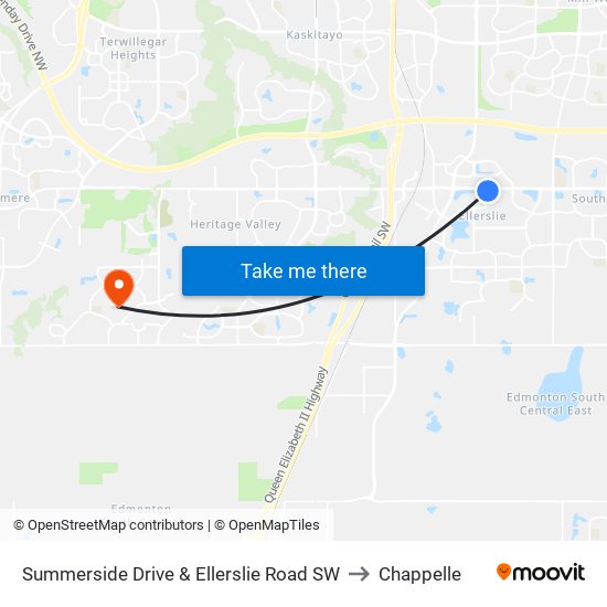 Summerside Drive & Ellerslie Road SW to Chappelle map