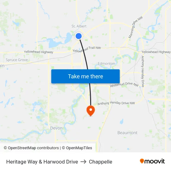 Heritage Way & Harwood Drive to Chappelle map