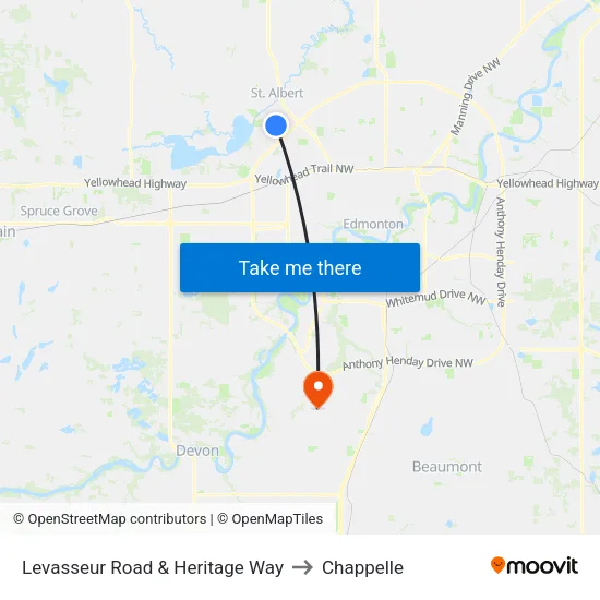 Levasseur Road & Heritage Way to Chappelle map
