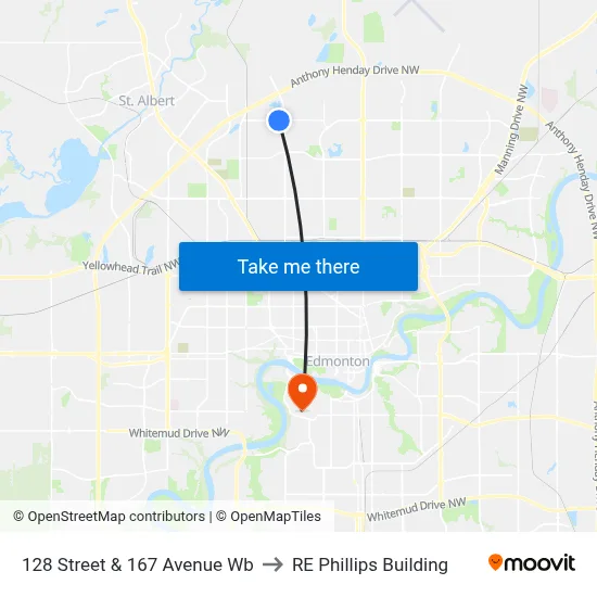 128 Street & 167 Avenue Wb to RE Phillips Building map