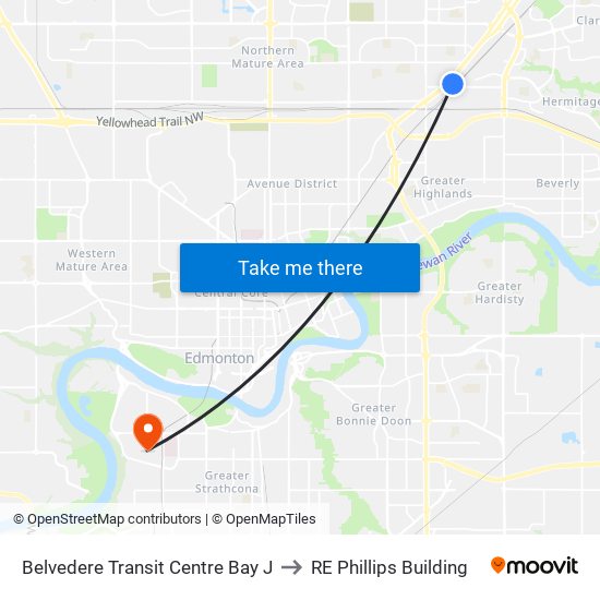 Belvedere Transit Centre Bay J to RE Phillips Building map