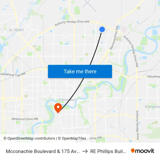 Mcconachie Boulevard & 175 Avenue to RE Phillips Building map