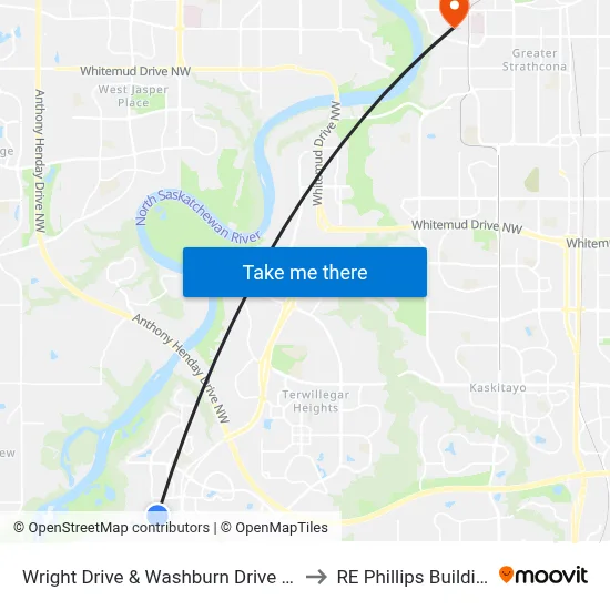 Wright Drive  & Washburn Drive SW to RE Phillips Building map
