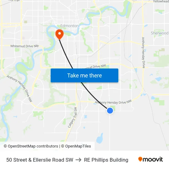 50 Street & Ellerslie Road SW to RE Phillips Building map
