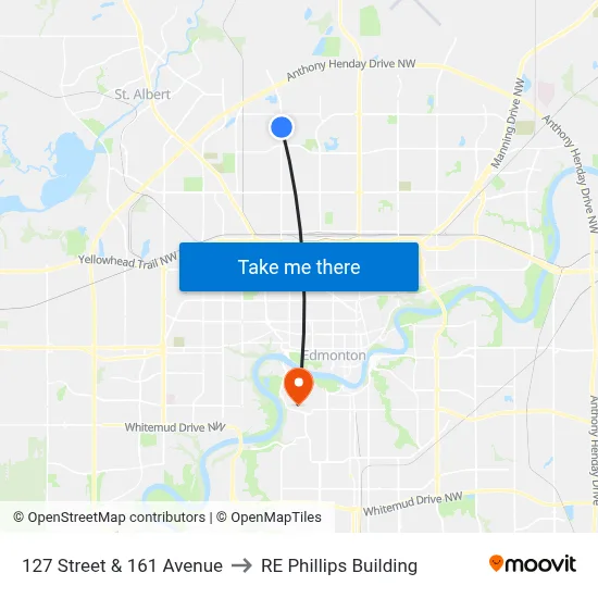 127 Street & 161 Avenue to RE Phillips Building map