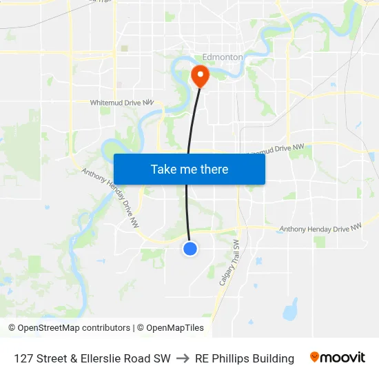 127 Street & Ellerslie Road SW to RE Phillips Building map