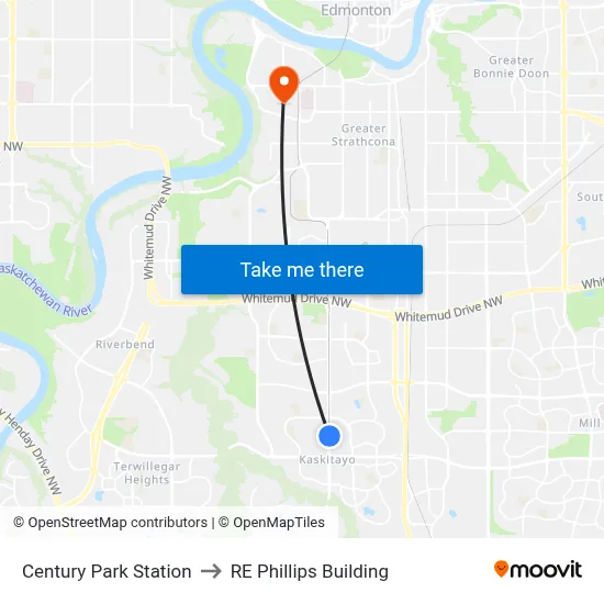 Century Park Station to RE Phillips Building map