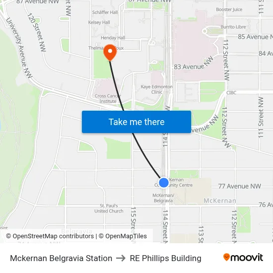 Mckernan Belgravia Station to RE Phillips Building map