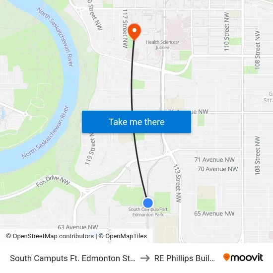 South Camputs Ft. Edmonton Station to RE Phillips Building map
