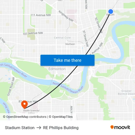 Stadium Station to RE Phillips Building map