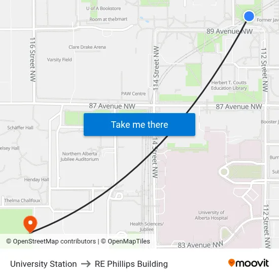 University Station to RE Phillips Building map