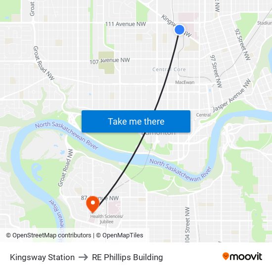 Kingsway Station to RE Phillips Building map