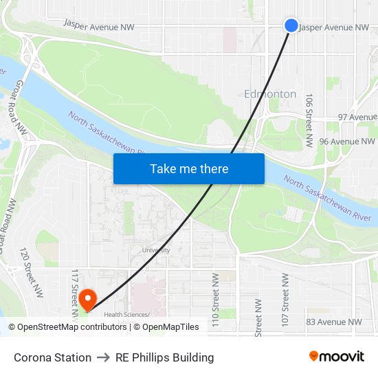 Corona Station to RE Phillips Building map