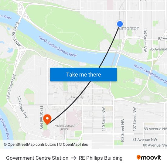 Government Centre Station to RE Phillips Building map